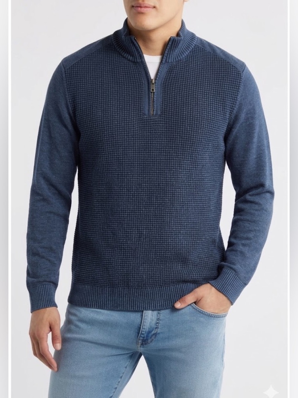 Tommy Bahama Men's Half-Zip Knit Sweater Raised Mock Neck Dark Blue Size XL